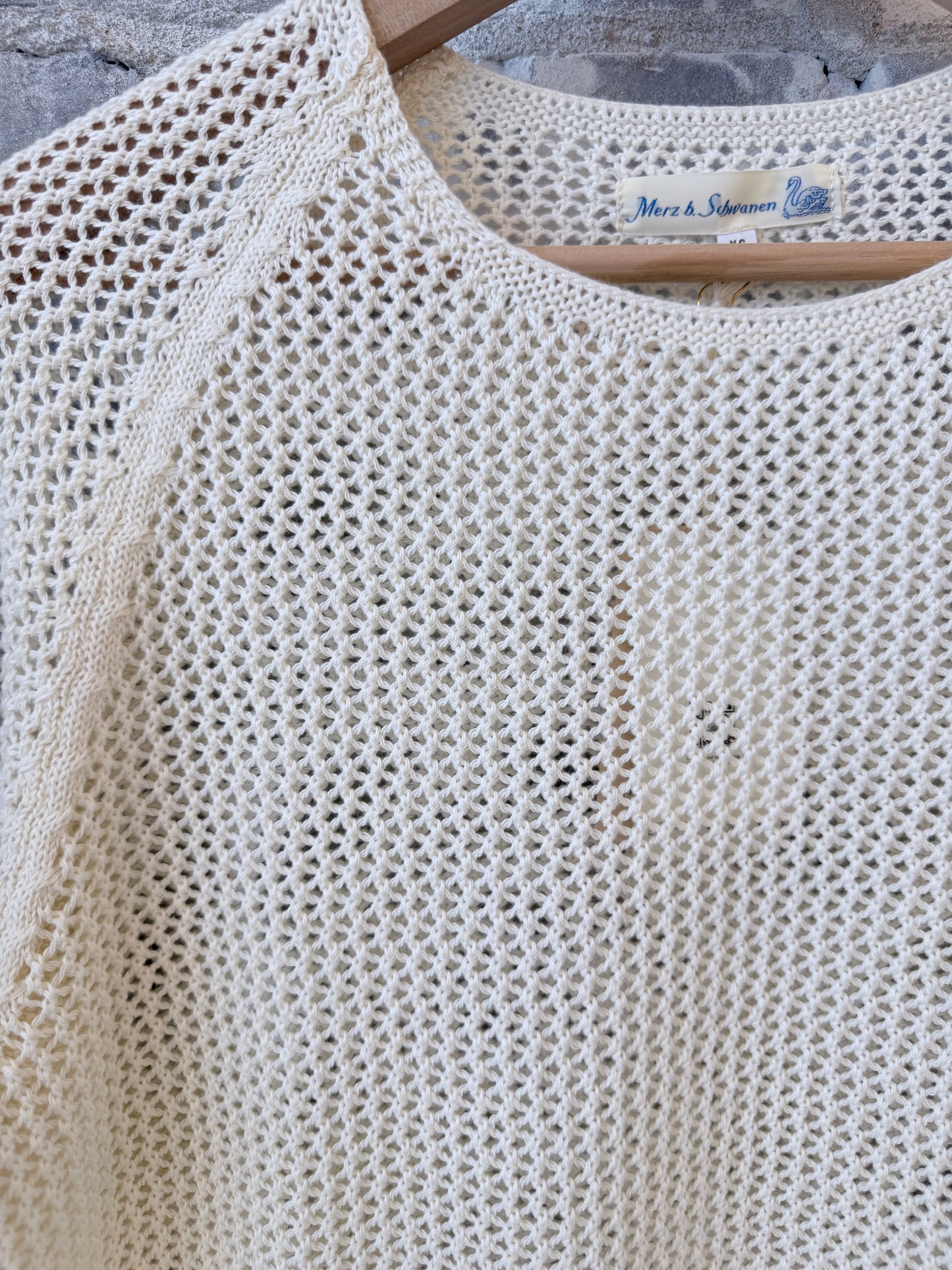 1960s Crochet Cotton Raglan Sweater - - DUNE + SALT