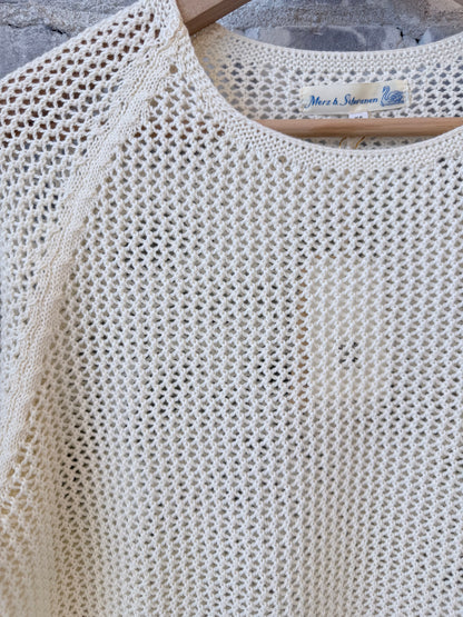 1960s Crochet Cotton Raglan Sweater - - DUNE + SALT