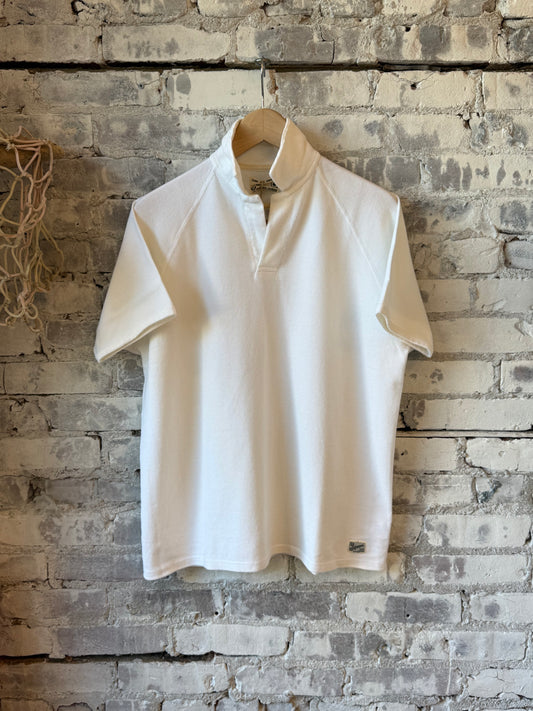 Kepani Raffy Pique Knit Polo Shirt - White Dark Gray