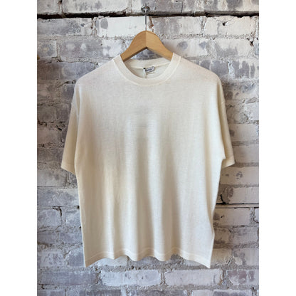 Silk/Cotton/Cashmere Knitted T-Shirt - White - DUNE + SALT
