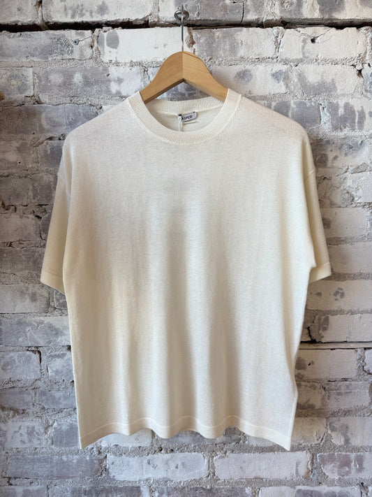 Silk/Cotton/Cashmere Knitted T-Shirt - White - DUNE + SALT