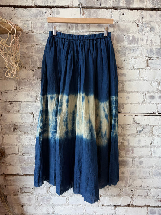 Ramie Tencel Willow Dye Skirt with Cupro Underskirt - DUNE + SALT