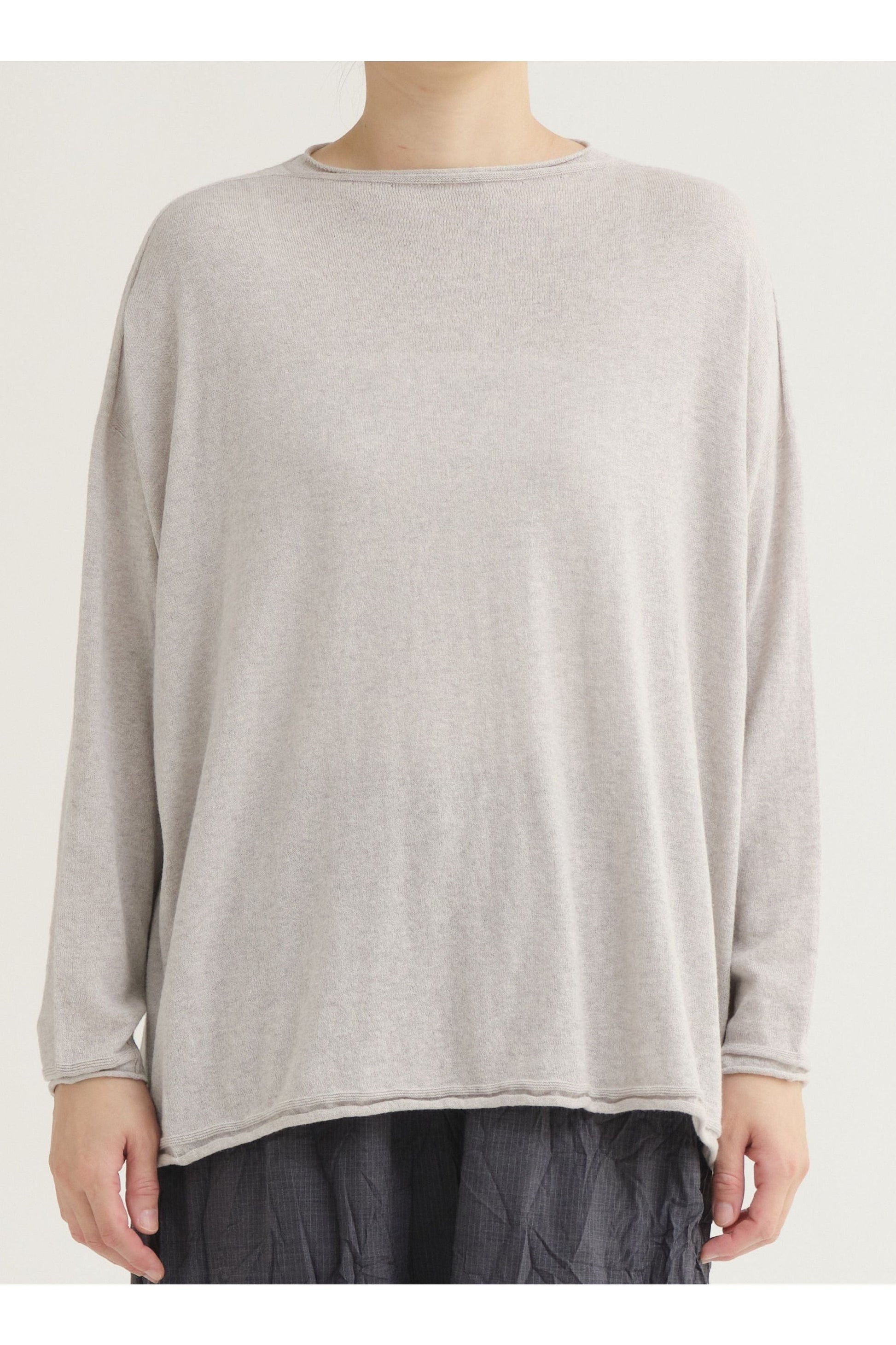 Cotton Linen Square Pullover - Top Grey - DUNE + SALT