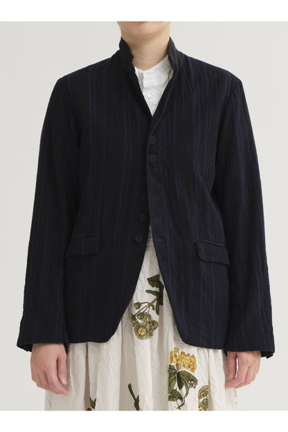 L/C Yarn Dyed Random Stripe Jacket - Navy - DUNE + SALT