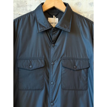 Men's navy 13 Piu shirt by Aspesi, featuring a classic fit with button-down collar and long sleeves, made from comfortable fabric.
