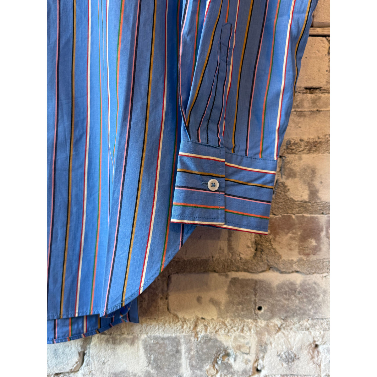 LMND Mara Striped Oversized Long Sleeve Shirt - Tutti Frutti/Ink Blue Dark Slate Blue