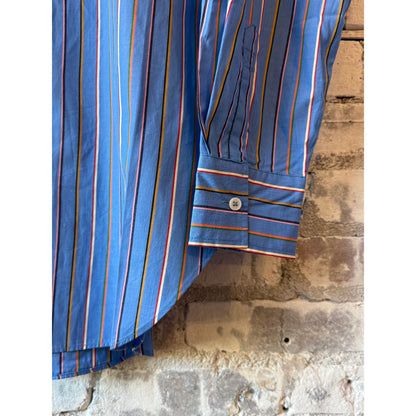 LMND Mara Striped Oversized Long Sleeve Shirt - Tutti Frutti/Ink Blue Dark Slate Blue