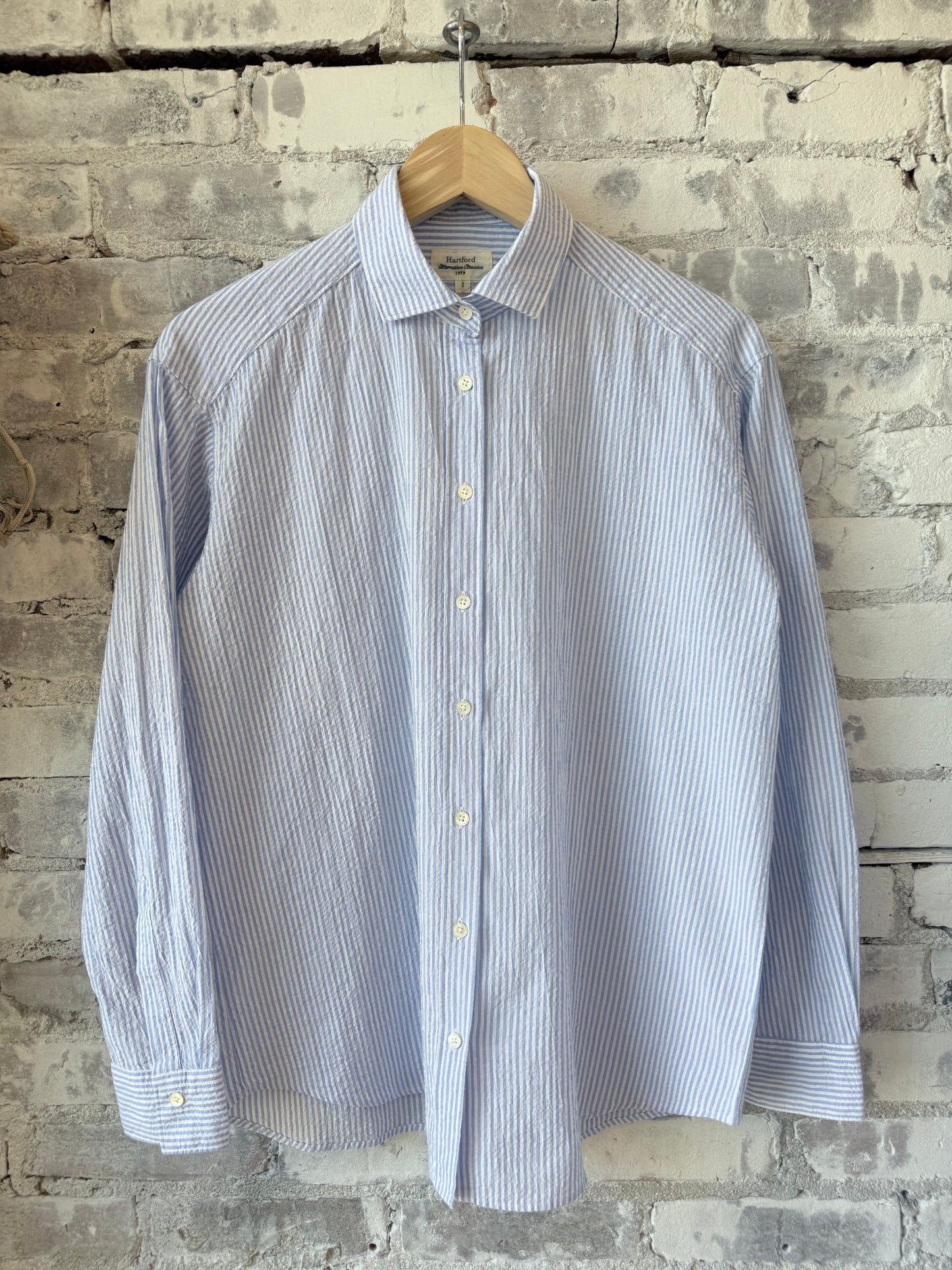 Hartford Women's Charlot Woven Shirt - White/Blue Light Steel Blue
