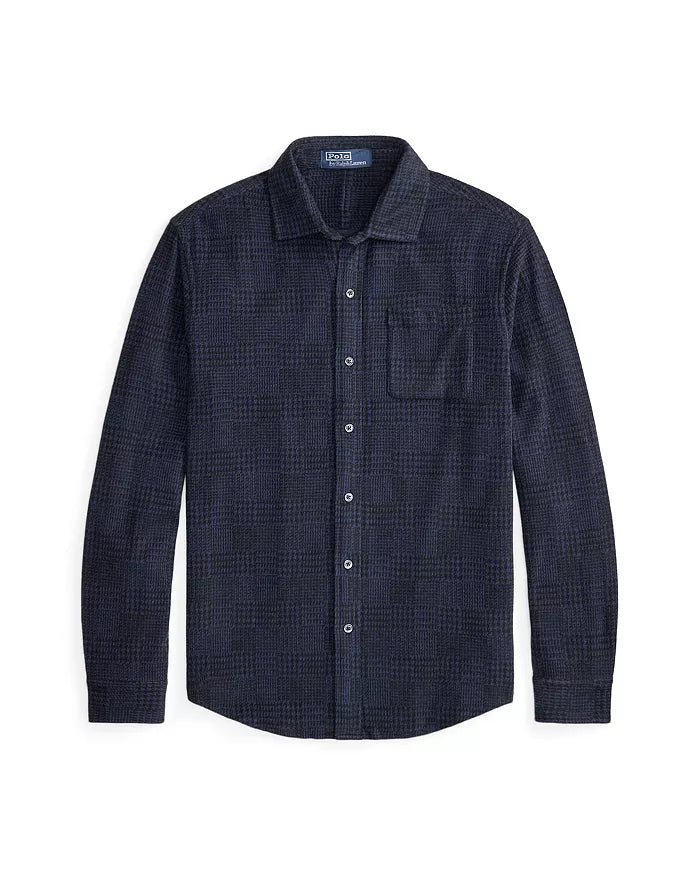 Ralph Lauren Jacquard Knit Flannel Sport Shirt - Dark Cobalt/Polo Black Dark Slate Gray