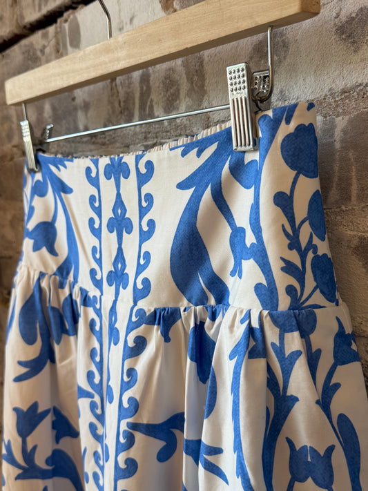 Georgia Skirt in Faraway Print - Provence Blue