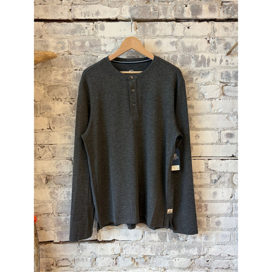 Surfside Supply Sean Super Soft Classic Henley - Charcoal Heather Dark Slate Gray