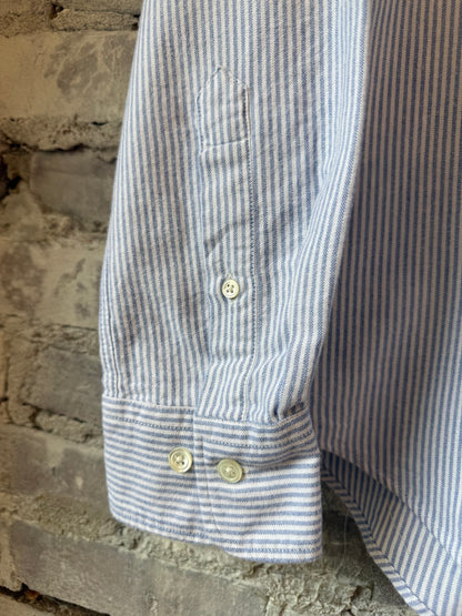 Hartford Men's Pitt Brushed Oxford Woven Shirt - Blue Stripe Dim Gray