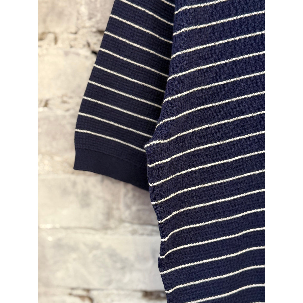 Hartford Men's Waffle Stripe Polo Knitted Pullover - Indigo Black