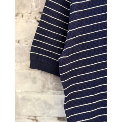 Hartford Men's Waffle Stripe Polo Knitted Pullover - Indigo Black