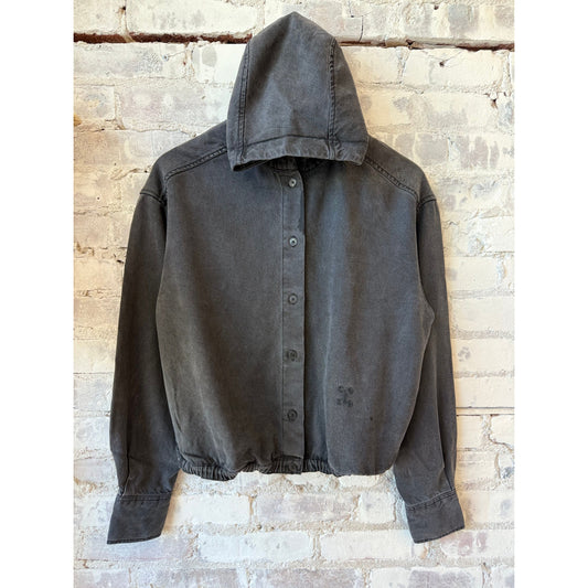 Hooded Lyocell Button-Down - Black - DUNE + SALT