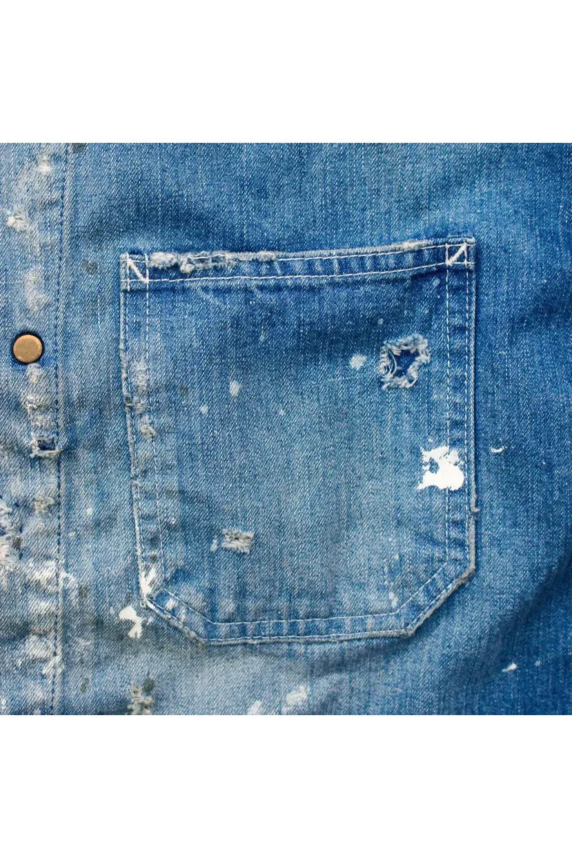 Customized Denim Coverall Jacket - Indigo