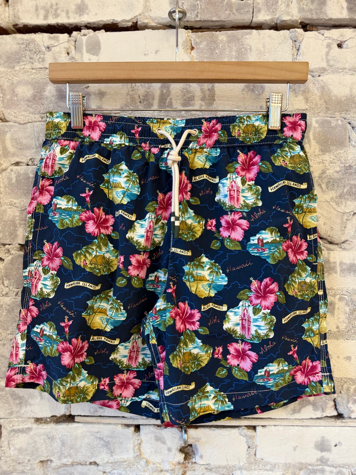 "Aloha" Nylon Woven Swimshort - Navy