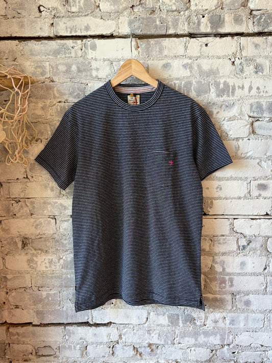 Double Feedstripe Tee - Midnight/White