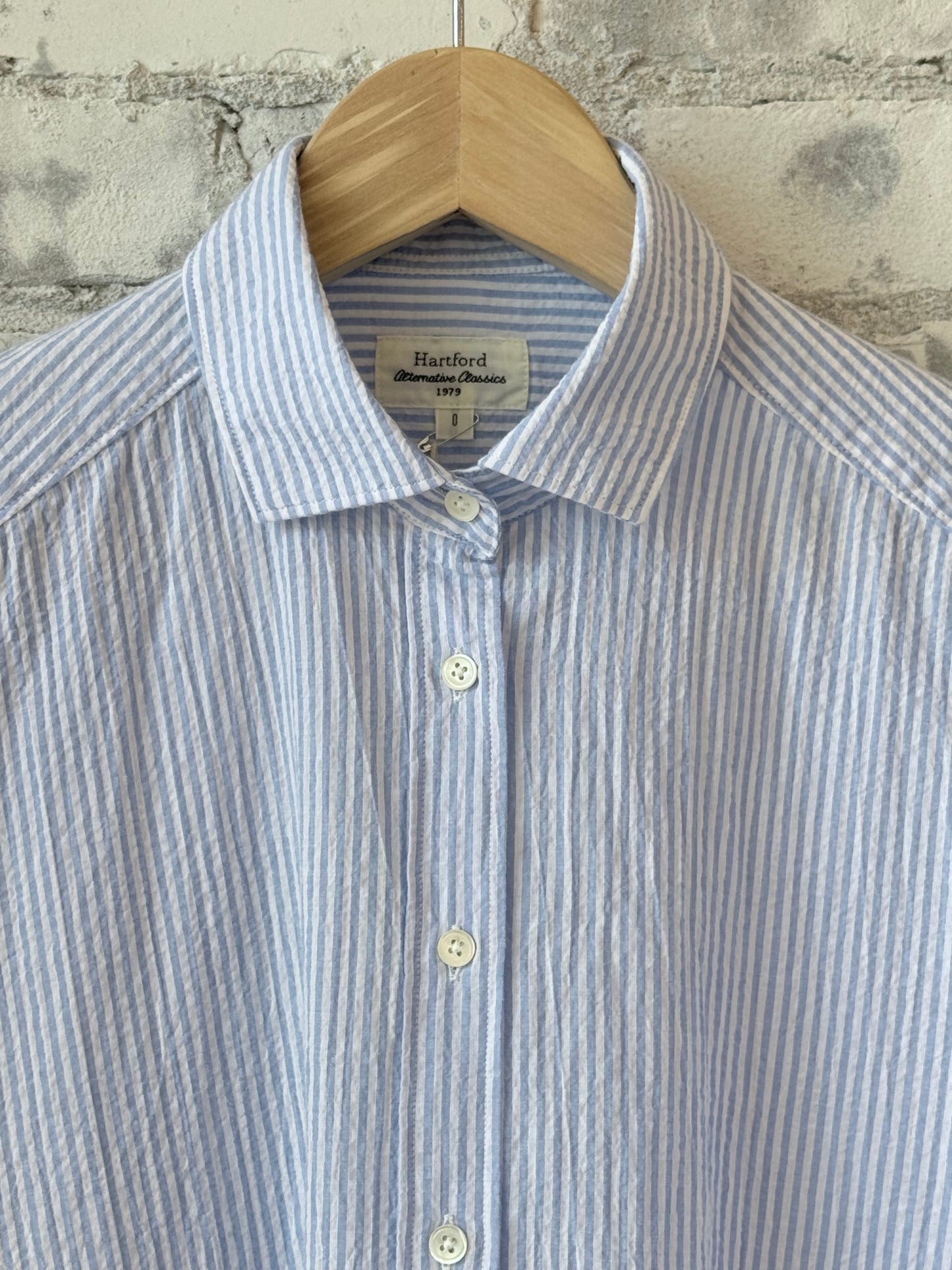 Hartford Women's Charlot Woven Shirt - White/Blue Dark Gray