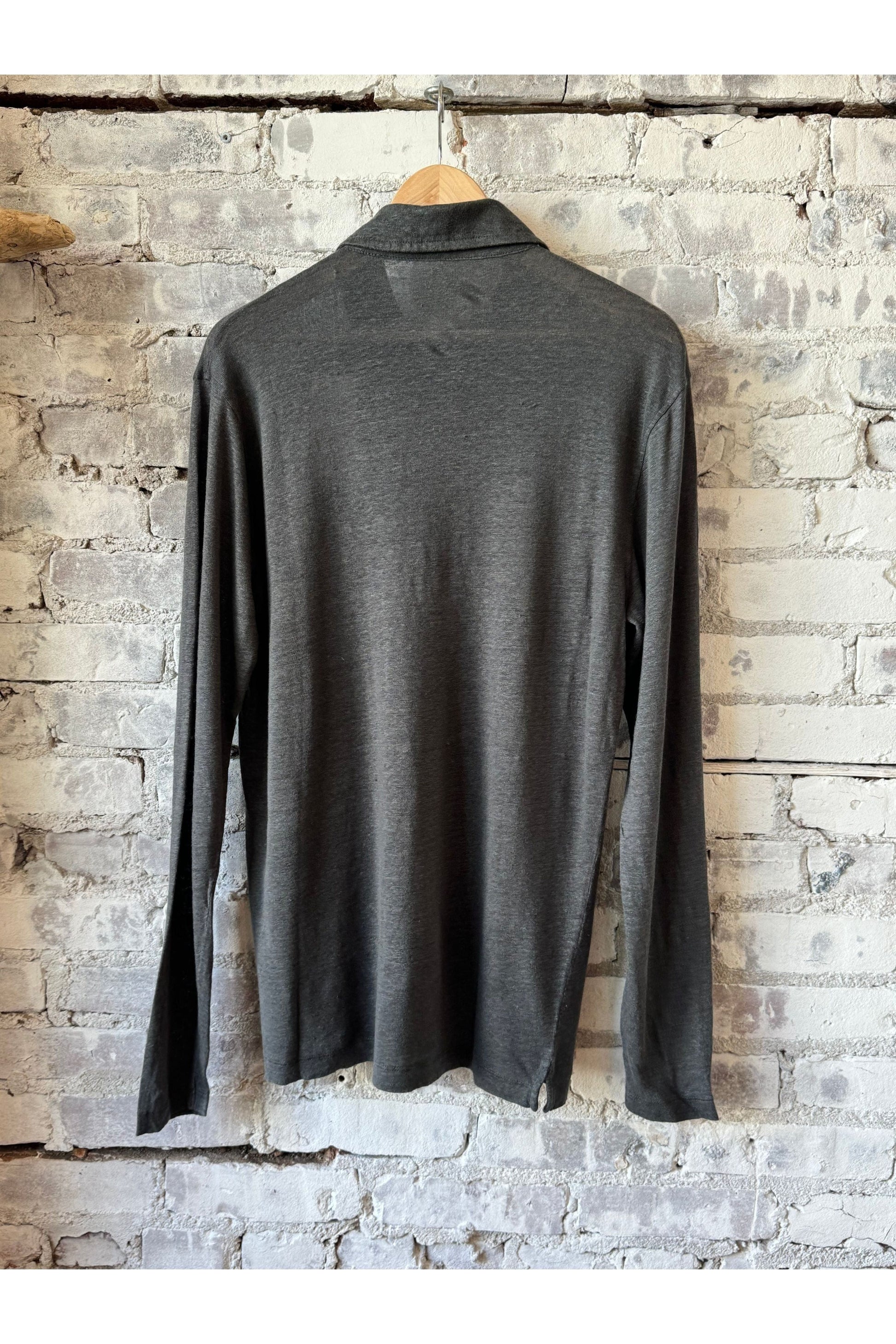 Linen Knit LS Polo - Thunder - DUNE + SALT