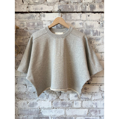 Women's Deep Yoke T-Shirt in Light Grey Melange by Closed, featuring a relaxed fit and soft cotton fabric.