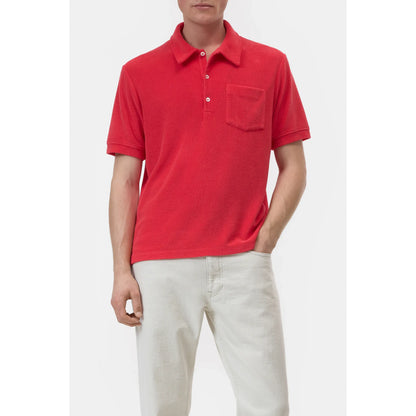 Men's short sleeve polo shirt in laser red by Closed Men's, featuring a classic fit and collared design.