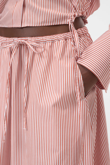 Closed Women's Gathered Cotton Skirt – Brick Red Light Pink