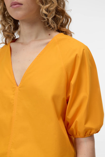 Closed Women's V-Neck Poplin Blouse – Spice Orange Goldenrod