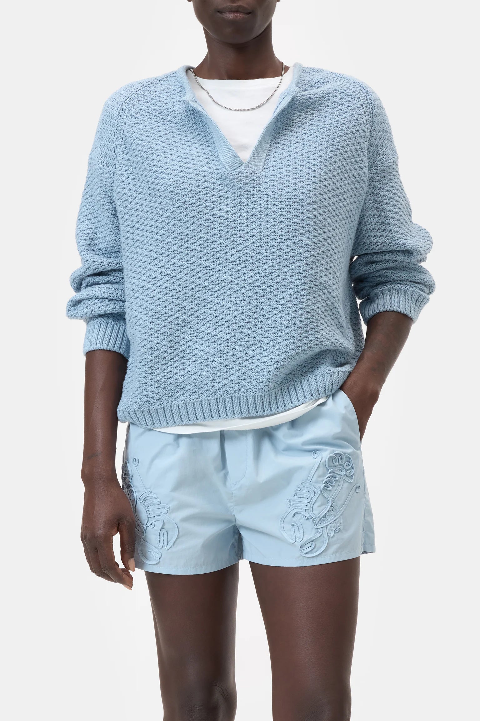 Closed Women's Textured Cotton Knit – Dove Blue Light Steel Blue