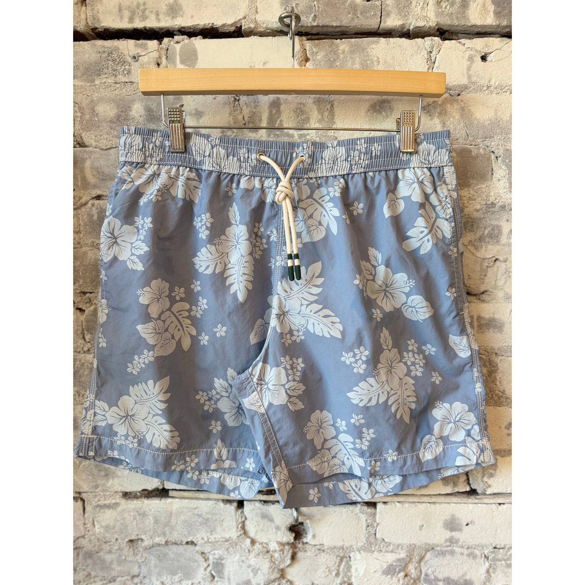 Hartford Men's Nylon Woven Swimshort - Bleach Blue Dark Gray