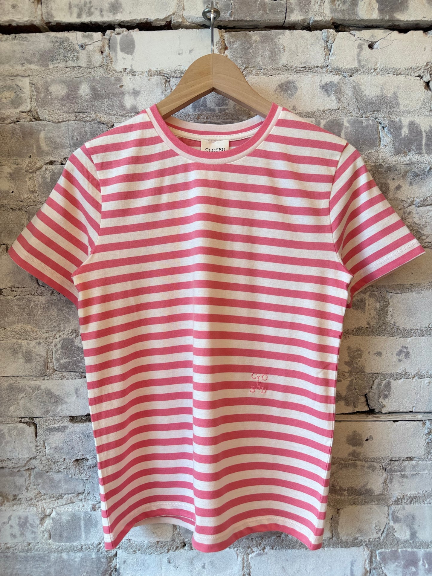 Striped Basic T-Shirt – Peony Pink