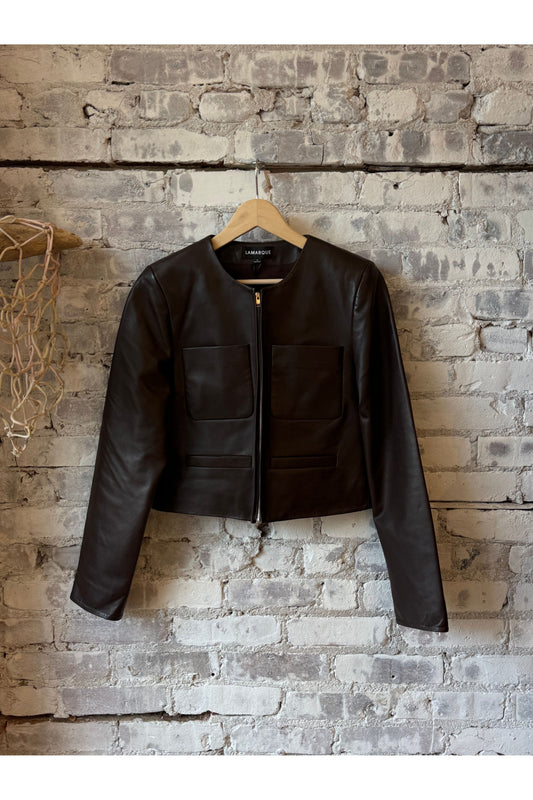 Linette Leather Jacket - Dark Brown - DUNE + SALT