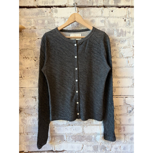 V::Room Melange Double-Face Cardigan - Heather Charcoal Dark Slate Gray