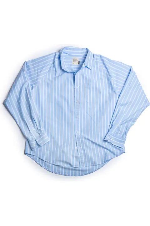 Oxford Shirt - Trail Blue/Seashell Reverse Stripe - DUNE + SALT