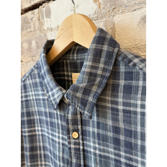 Surfside Supply Brian Washed Twill Plaid Shirt - Blue Combo Dim Gray