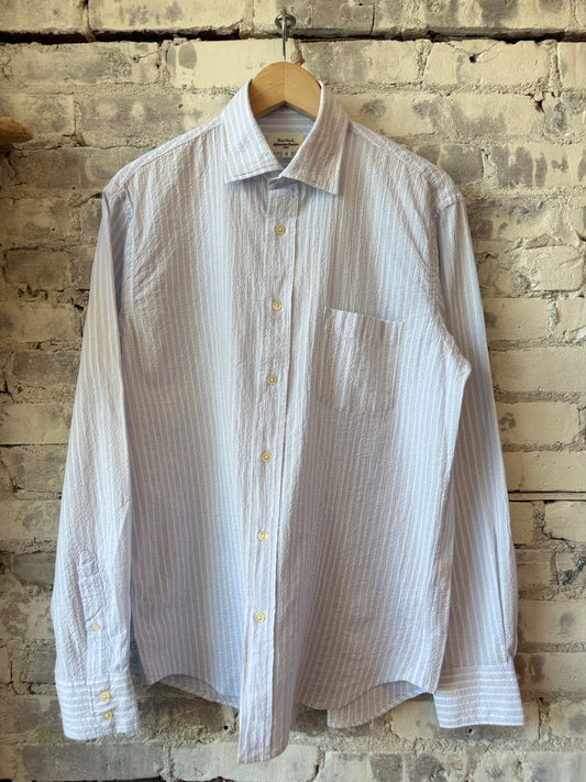 Paul Seersucker Woven Shirt - Sky Blue/White