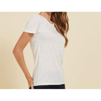 Majestic Filatures Stretch Linen SS Crewneck - Blanc Light Gray