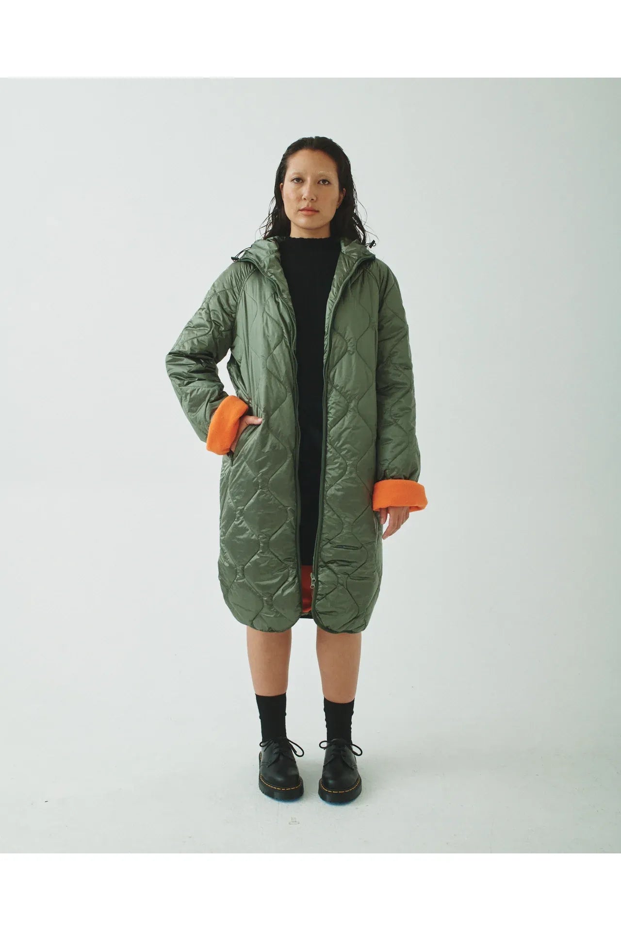 08 Light Hooded Puffer - Olive/Orange - DUNE + SALT