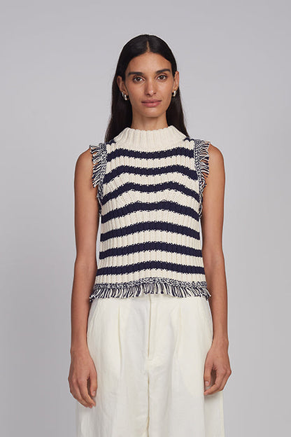 Bria Striped Tank - Ivory/Navy Stripe