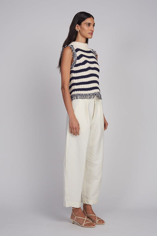 Bria Striped Tank - Ivory/Navy Stripe