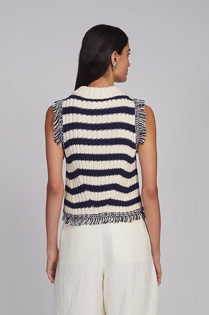 Bria Striped Tank - Ivory/Navy Stripe