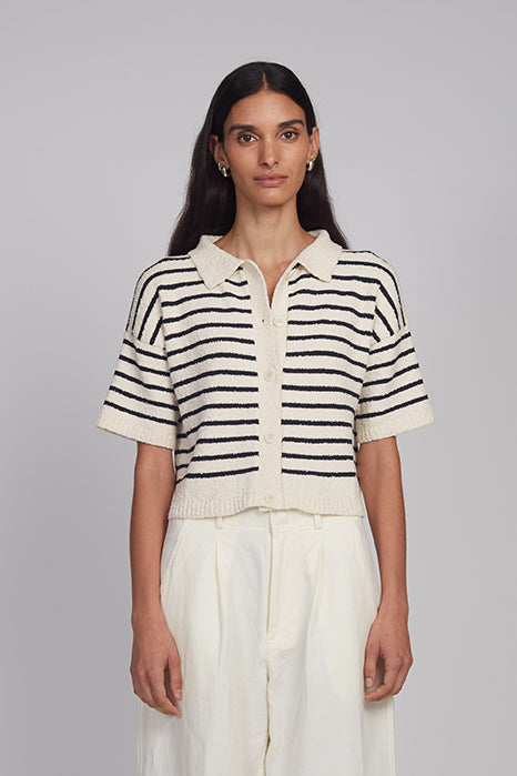 Romy Shirt Cardi - Ivory/Navy Stripe