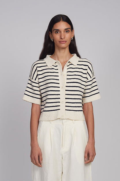 Romy Shirt Cardi - Ivory/Navy Stripe