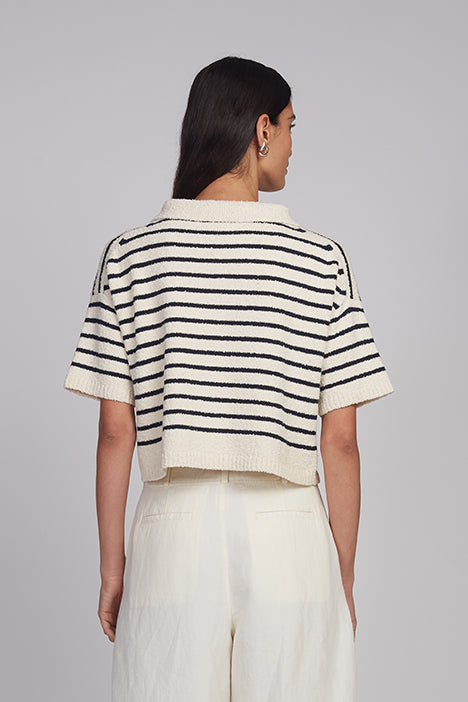 Romy Shirt Cardi - Ivory/Navy Stripe
