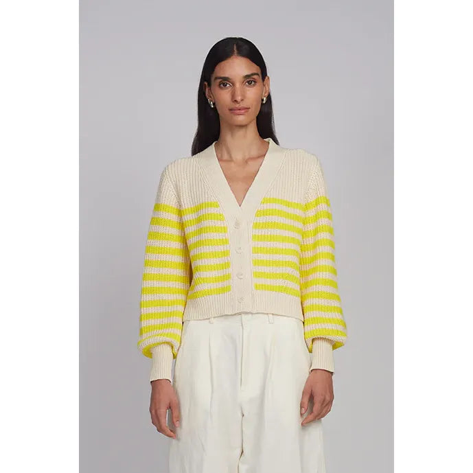 Isla Stripe Cardi - Ivory/Limone - DUNE + SALT