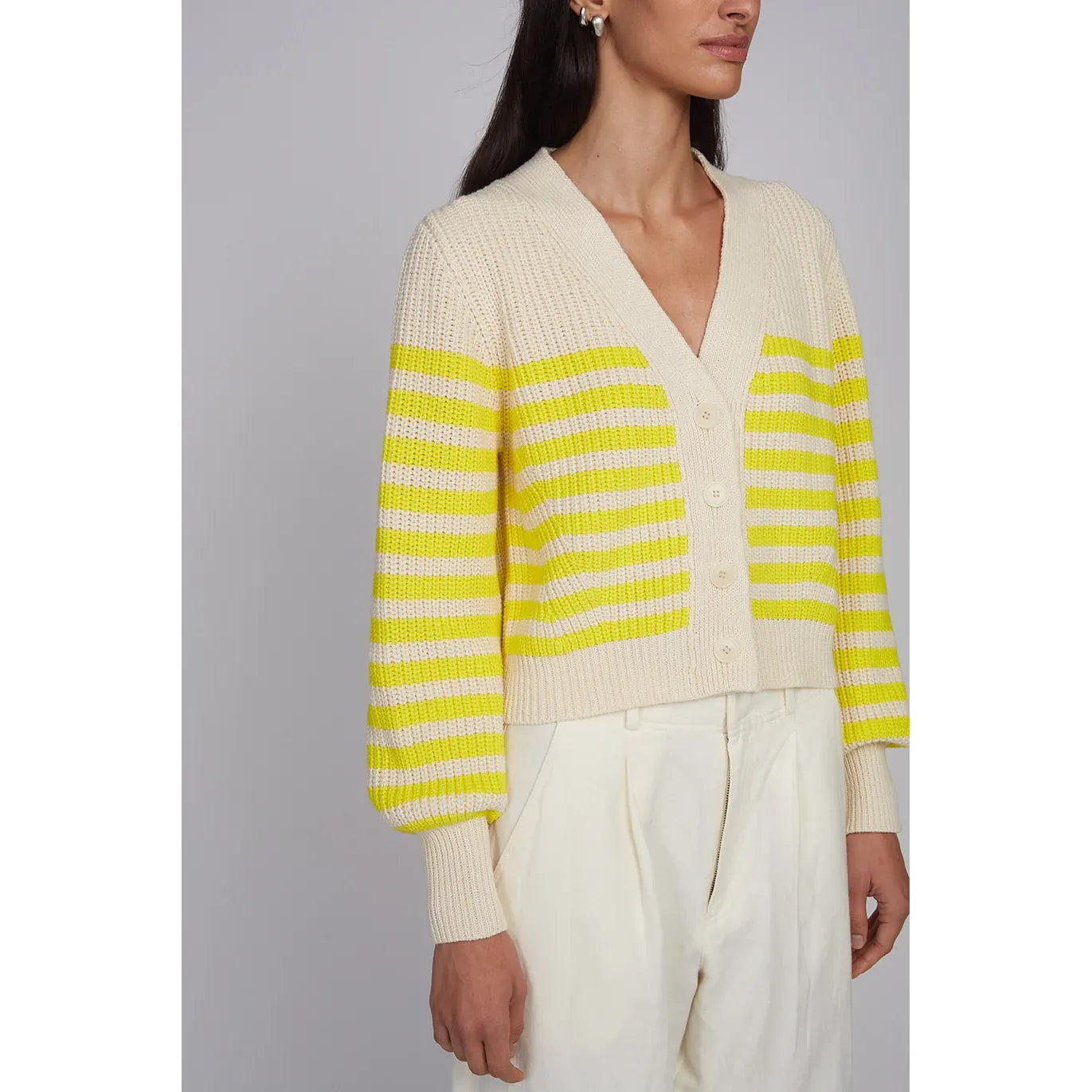 Isla Stripe Cardi - Ivory/Limone - DUNE + SALT