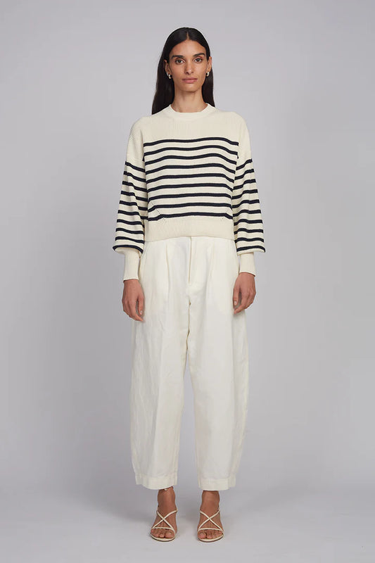 Layla Stripe Sweater - Ivory/Rosso - DUNE + SALT