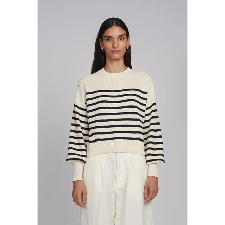 Layla Stripe Sweater - Ivory/Rosso - DUNE + SALT