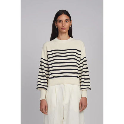 Layla Stripe Sweater - Ivory/Rosso - DUNE + SALT