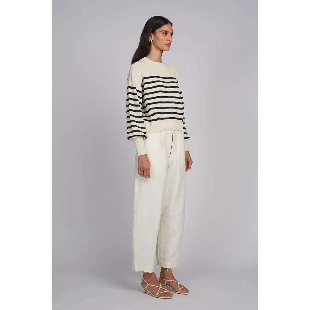Layla Stripe Sweater - Ivory/Rosso - DUNE + SALT